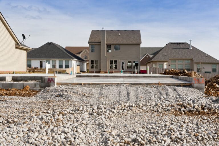 Home being built using concrete slab